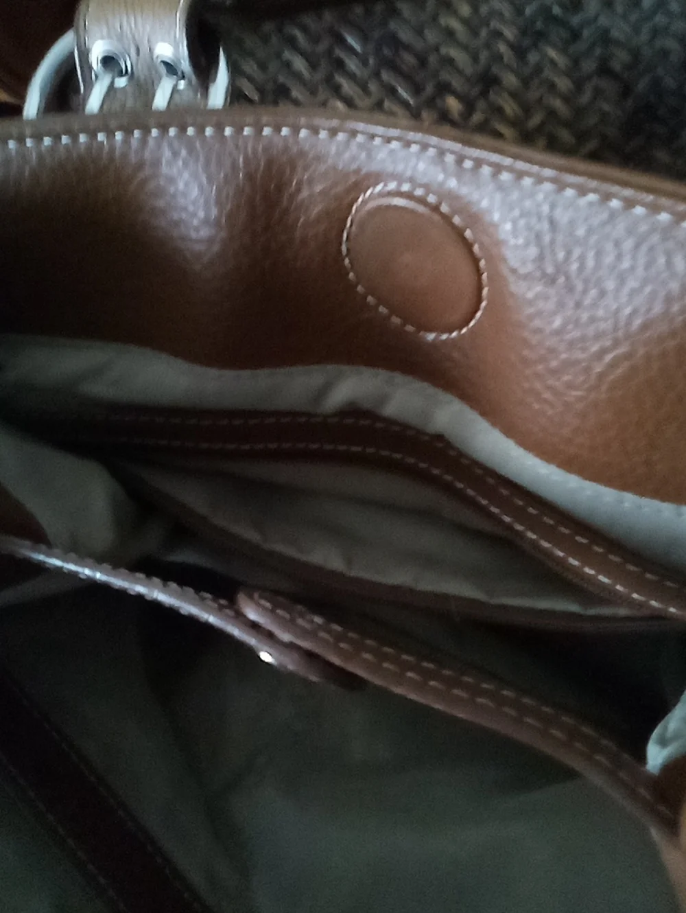 Tignanello Brown Leather Messenger Bag with Silver Hardware